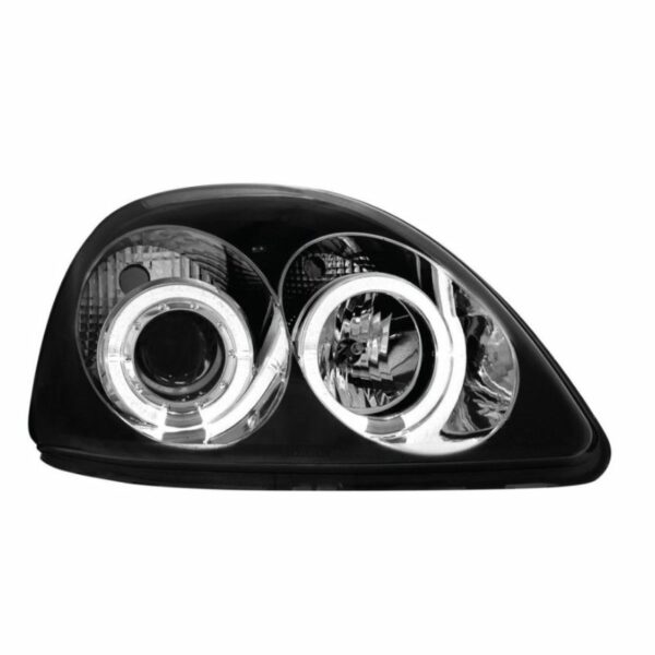 Φανάρια εμπρός angel eyes για Toyota Yaris (1998-2003) - μαύρα , με λάμπες (Η1) - σετ 2τμχ.