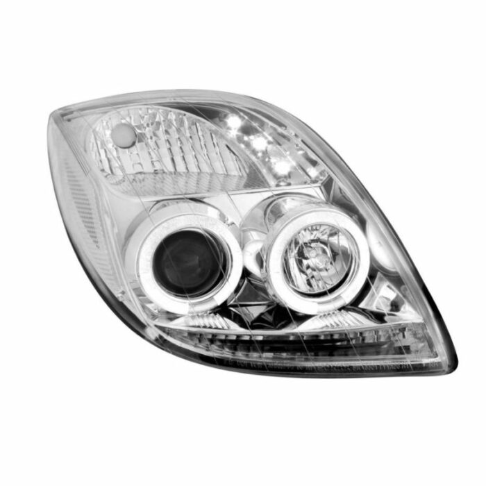 Φανάρια εμπρός angel eyes για Toyota Yaris (2006-2009) - chrome , με λάμπες (Η1) - σετ 2τμχ.