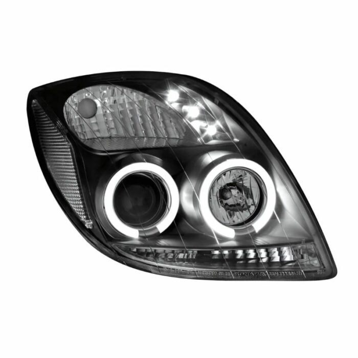 Φανάρια εμπρός angel eyes για Toyota Yaris (2006-2009) - μαύρα , με λάμπες (Η1) - σετ 2τμχ.