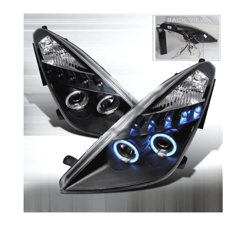 Φανάρια εμπρός angel eyes για Toyota Celica T230 (1999-2005) – μαύρα , με λάμπες (Η1) – σετ 2τμχ.