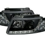 Φανάρια εμπρός led για Vw Passat 3Β/B5 (1997-2000) - μαύρα , με λάμπες (Η1) - σετ 2τμχ.