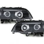 Φανάρια εμπρός angel eyes για BMW X5 (1999-2003) - black , με λάμπες (Η1) - σετ 2τμχ.