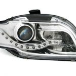 Φανάρια εμπρός led για Audi A4 B7 (2004-2008) - chrome , με λάμπες (Η9) - σετ 2τμχ.