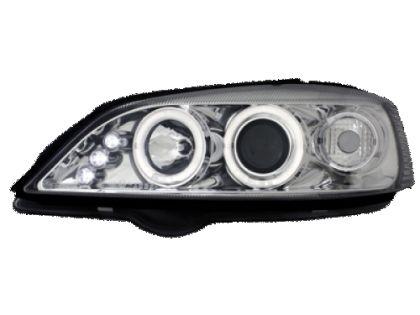 Φανάρια εμπρός led angel eyes για Opel Astra G (1998-2004) - chrome , με λάμπες (Η1) - σετ 2τμχ.