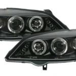 Φανάρια εμπρός led angel eyes για Opel Astra G (1998-2004) - μαύρα , με λάμπες (Η1) - σετ 2τμχ.