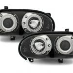 Φανάρια εμπρός angel eyes για Vw Golf ΙΙΙ - black , με λάμπες (Η1) - σετ 2τμχ.