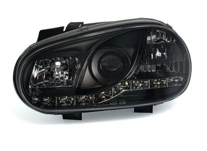 Φανάρια εμπρός led για Vw Golf IV - μαύρα , με λάμπες (Η1) - σετ 2τμχ.