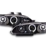 Φανάρια εμπρός angel eyes για Honda Civic 2/3 πορτο (1992-1995) - μαύρα , με λάμπες (Η1) - σετ 2τμχ.