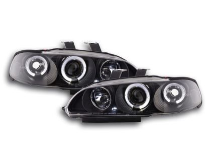 Φανάρια εμπρός angel eyes για Honda Civic 2/3 πορτο (1992-1995) - μαύρα , με λάμπες (Η1) - σετ 2τμχ.