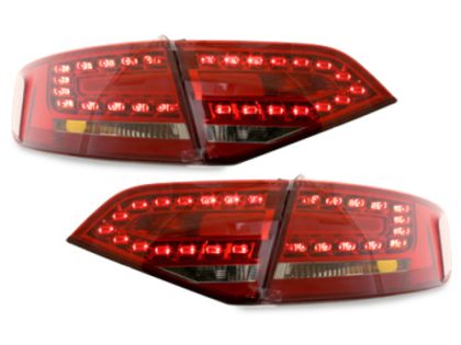 Πίσω φανάρια led για Audi A4 sedan (2007+) - κόκκινα / χρωμίου - σετ 2τμχ.