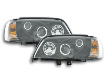 Φανάρια εμπρός για Mercedes C-CLASS W202 (1993-2001) , black , με λάμπες (Η1) - σετ 2τμχ.