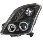 Φανάρια εμπρός angel eyes για Suzuki Swift (2005-2010) - black , με λάμπες (Η1) - σετ 2τμχ.