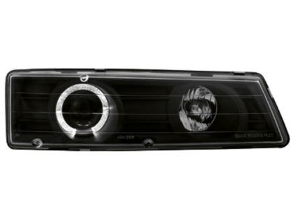 Φανάρια εμπρός angel eyes για Honda Prelude (1992-1996) - μαύρα , με λάμπες (Η1) - σετ 2τμχ.