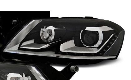 Φανάρια εμπρός led για Vw Passat B7 (2010-2014) - μαύρα , χωρίς λάμπες (Η7) - σετ 2τμχ.