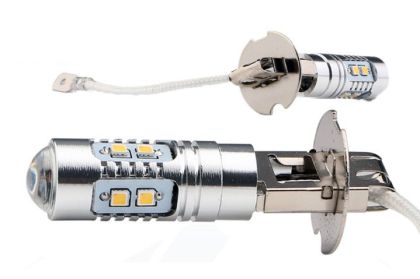 Led λάμπες H3 10W με 10 led 2323 επί 1 W CREE και προτζέκτορα - 1τμχ.