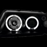 Φανάρια εμπρός angel eyes για Audi A3 (1996-2000) - μαύρα , με λάμπες (Η1) - σετ 2τμχ.