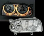 Φανάρια εμπρός angel eyes για Vw Golf 3 R32 design - chrome ,  χωρίς  λάμπες (Η 7 ) - σετ 2τμχ. - Image 3