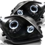 Φανάρια εμπρός angel eyes για Honda Prelude (1997-2001) - μαύρα , με λάμπες (Η1) - σετ 2τμχ.