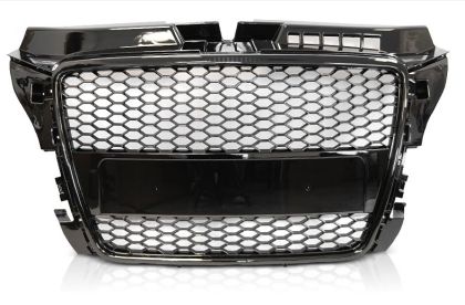 Μάσκα με βάση για σήμα για Audi A3 (2008-2013) - RS-Look μαύρη  γυαλιστερή
