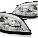 Φανάρια εμπρός led για Mercedes ML W164 (2005-2008) chrome με τρεχούμενο φλας - σετ 2τμχ.