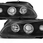 Φανάρια εμπρός angel eyes για Peugeot 106 , μαύρα , χωρίς λάμπες (Η1) - σετ 2τμχ.