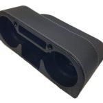 Ποτηροθήκη αυτοκινήτου - για 2 ποτήρια ανάμεσα στα καθίσματα - cabon μαύρη δερμάτινη