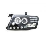 Φανάρια εμπρός για Mitsubishi Pajero (2001-2006) - μαύρα , με λάμπες (Η1) - σετ 2τμχ. - Image 2