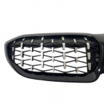 Μάσκα για BMW G20 (2018+) - γυαλιστερή Diamond Design - χρωμίου/μαύρη - 2τμχ. - Image 5