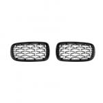 Μάσκα για BMW X5 F15 / X6 F16  (2013+) - γυαλιστερή - Diamond design χρωμίου/μαύρη - 2 τμχ.