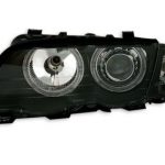 Φανάρια εμπρός angel eyes για BMW E46 sedan (1998-2001) - μαύρα , χωρίς λάμπες (Η7) - σετ 2τμχ.