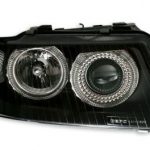 Φανάρια εμπρός angel eyes για Audi A3 (2000-2003) - μαύρα , χωρίς λάμπες (Η7) - σετ 2τμχ.