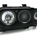 Φανάρια εμπρός angel eyes για Audi A4 (1995-1998) -μαύρα , με λάμπες (Η1) - σετ 2τμχ.